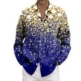thumbnail image 1 of Telankuip Mens Sparkling Sequins Print Dress Shirt Mardi Gras Long Sleeve Button down Plus Size Casual Top Shirt Luxury Disco Party Nightclub Carnival Holiday Prom Fashion Outfits 3-Blue XL, 1 of 4