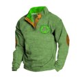 thumbnail image 1 of Telankuip Mens St Patricks Day Sweatshirts Oversized Retro Shamrock Flag Print Quater Button Stand Collar Pullover Tops Fashion Funny Graphic Casual Long Sleeve Winter Clothes 3-Green XL, 1 of 4