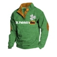 thumbnail image 1 of Telankuip Mens St Patricks Day Sweatshirts Oversized Retro Shamrock Flag Print Quater Button Stand Collar Pullover Tops Fashion Funny Graphic Casual Long Sleeve Winter Clothes 12-Green XL, 1 of 4