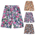 thumbnail image 1 of Telankuip Mens Swim Trunks Summer Tropical Floral Print Boho Loose Fit Drawstring Beach Vacation Casual Board Shorts 2 in 1 Elastic Waisted Quick Dry Bathing Suits with Pockets 1-Navy L, 1 of 3