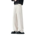 thumbnail image 1 of Telankuip Mens Wide Leg Suit Pants Loose Fit Lightweight Comfortable Business Casual Trousers with Elastic Waistband Solid Color Straight Stylish Simple Work Outfits Beige M, 1 of 4