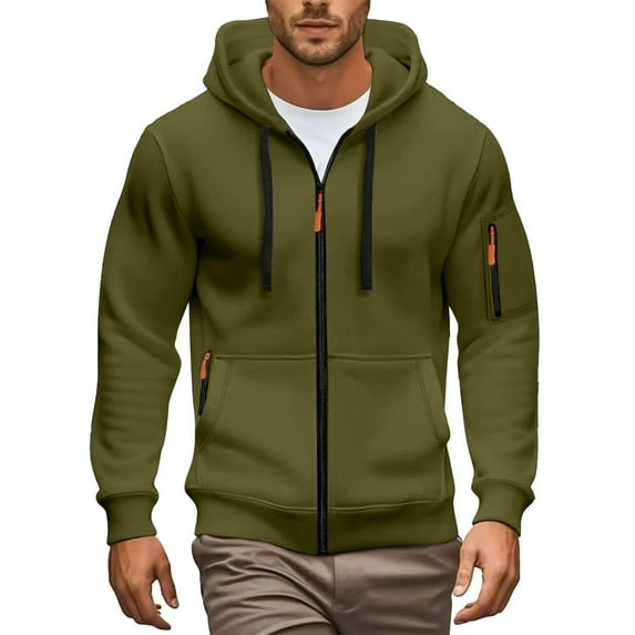 Telankuip Mens Zip up Hoodies Lightweight Soft Casual Long Sleeve Full Zipper Jackets with Zip Pockets Fall Winter Sports Solid Color Hooded Sweatshirts Light Green M