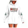 thumbnail image 1 of Telankuip Merry Christmas Hoodie for Women Cute Christmas Tree Drop Shoulder Hooded Sweatshirts Funny Xmas Holiday Party Loose Long Sleeve Drawstring Pullover Tops White XL, 1 of 4