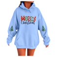 thumbnail image 1 of Telankuip Merry Christmas Hoodie for Women Cute Christmas Tree Drop Shoulder Hooded Sweatshirts Funny Xmas Holiday Party Loose Long Sleeve Drawstring Pullover Tops Light Blue M, 1 of 4