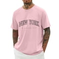 thumbnail image 1 of Telankuip New York Letter Printed Short Sleeve T Shirts Mens Shoulder Insert Design Summer Short Sleeve Tee Tops Simple and Stylish Workout Leisure Beach Vacation Outfit Pink XXXXL, 1 of 4