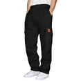 thumbnail image 1 of Telankuip Oversized Cargo Sweatpants for Men Baggy Plus Size Drawstring Wide Leg Sweat Pant Open Bottom Jogger Elastic Waisted Workout Trousers with Pockets Black M, 1 of 5
