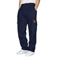 thumbnail image 1 of Telankuip Oversized Cargo Sweatpants for Men Baggy Plus Size Drawstring Wide Leg Sweat Pant Open Bottom Jogger Elastic Waisted Workout Trousers with Pockets Navy XXXXXL, 1 of 5