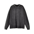 thumbnail image 1 of Telankuip Oversized Crewneck Long Sleeve Pullover T Shirts for Women Loose Fit Vintage Acid Wash Weathered Dark T-Shirts 2025 Fashion Basic Solid Color Tees Sweatshirts Black XL, 1 of 5