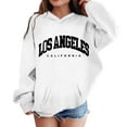 thumbnail image 1 of Telankuip Oversized Hoodies for Teen Girls Los Angeles Letter Print Drop Shoulder Pullover Sweatshirts Children Casual Workout Long Sleeve Loose Hooded Tops with Pocket White 11-12 Years, 1 of 4