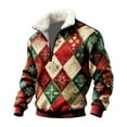 thumbnail image 1 of Telankuip Retro Christmas Plaid Sweatshirts for Men Half Zipper Fleece Sherpa Line Collar Winter Tops Plus Size V-Neck Long Sleeve Holiday Xmas Print Pullovers Khaki XL, 1 of 3