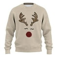 thumbnail image 1 of Telankuip Ribbing Christmas Sweatshirts for Men Funny Antler Print Hoodless Sweatshirt 2025 Vinatge Graphic Xmas Holiday Long Sleeve Crewneck Pullover Top Khaki L, 1 of 3