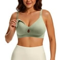 thumbnail image 1 of Telankuip Seamless Nursing Bras for Breastfeeding Soft Cozy Push up Wireless Maternity Bra for Pregnancy Full Coverage Smooth Comfort Sleep Bralettes with Extender Green M, 1 of 3
