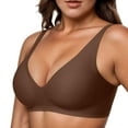 thumbnail image 1 of Telankuip Seamless Wireless Deep V Bralettes Womens Push up No Underwire Smooth Comfortable Full Coverage Bras Stretchy Soft Lift Supportive Breathable Bras Brown L, 1 of 4