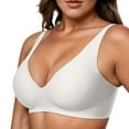 thumbnail image 1 of Telankuip Seamless Wireless Deep V Bralettes Womens Push up No Underwire Smooth Comfortable Full Coverage Bras Stretchy Soft Lift Supportive Breathable Bras White XL, 1 of 4