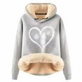 thumbnail image 1 of Telankuip Sherpa Lined Hoodies for Women Cute Heart Snowflake Printed Christmas Sweatshirts Thick Warm Comfy Long Sleeve Trendy Drawstring Pullover Tops Light Gray L, 1 of 4