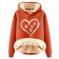 thumbnail image 1 of Telankuip Sherpa Lined Hoodies for Women Cute Heart Snowflake Printed Christmas Sweatshirts Thick Warm Comfy Long Sleeve Trendy Drawstring Pullover Tops Orange XL, 1 of 4