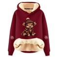 thumbnail image 1 of Telankuip Sherpa Lined Hoodies for Women Winter Warm Cozy Highland Cow Graphic Print Pullover Sweatshirts Long Sleeve Casual Stylish Xmas Holiday Hooded Tops L, 1 of 3