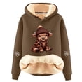 thumbnail image 1 of Telankuip Sherpa Lined Hoodies for Women Winter Warm Cozy Highland Cow Graphic Print Pullover Sweatshirts Long Sleeve Casual Stylish Xmas Holiday Hooded Tops Bronze XXXXL, 1 of 3