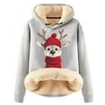thumbnail image 1 of Telankuip Sherpa Lined Christmas Hoodies for Women Fall Winter Cute Xmas Elk Graphic Print Long Sleeve Pullover Sweatshirts Oversized Thick Warm Comfy Casual Tops Light Gray XL, 1 of 3