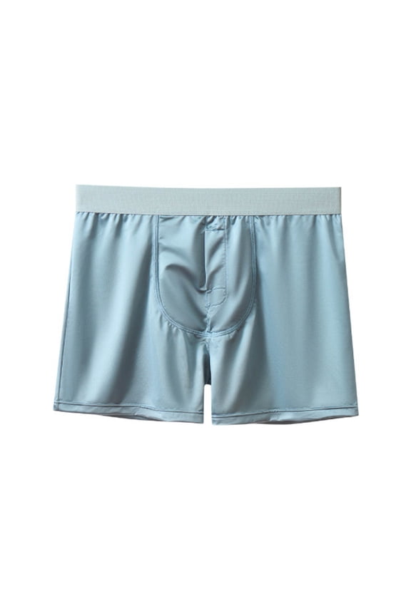 Smooth Satin Boxers for Men Breathable Lightweight Comfortable Fabric Boxerbriefs Basic Solid Color Stretch Soft Casual Underwear No Ride up Blue XXXL