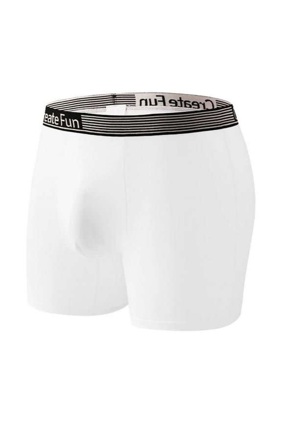 Soft Comfortable Panties for Men Straight Leg Four Corner Cut Casual Underpants Solid Color Simple and Stylish Boxer Briefs for Daily Wear White M
