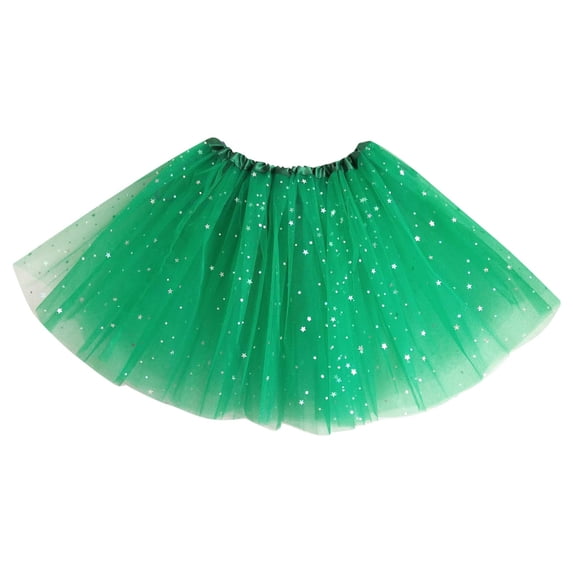 Telankuip Star Sparkle Tutu Skirts for Women Lightweight Comfy Solid Color Tulle Ballet Dance Skirt 2025 Fashion Dress up Birthday Party Solid Color 3 Layers Mesh Outfits Green One Size