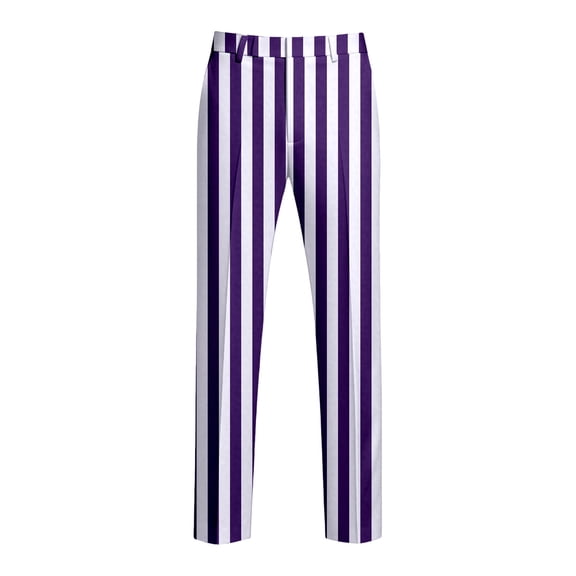 Telankuip Striped Dress Pants for Mens Straight Leg Color Block Stretch Tight Business Casual Trousers Lightweight Comfort Trendy Work Pant with Pockets for Daily Wear Purple L
