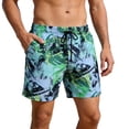 thumbnail image 1 of Telankuip Summer Pattern Printing Swim Shorts for Men Fashion Relaxed Fit Elastic Waist Drawstring Swim Trunks with Pockets Casual Comfortable Breathing Beach Holiday Board Shorts 10-Blue XL, 1 of 8