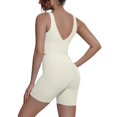 thumbnail image 1 of Telankuip Two Piece Workout Sets for Women Tummy Control Cropped Scoop Neck V-Back Sports Tank Tops Matching High Waisted Yoga Althetic Shorts Solid Color Basic Sports Outfits Beige S, 1 of 6
