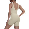 thumbnail image 1 of Telankuip Two Piece Workout Sets for Women Tummy Control Cropped Scoop Neck V-Back Sports Tank Tops Matching High Waisted Yoga Althetic Shorts Solid Color Basic Sports Outfits Khaki XL, 1 of 6
