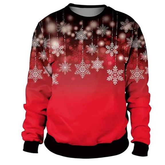 Telankuip Ugly Christmas Crewneck Pullovers for Men Funny Snowflake Chest Hair 3D Print Plus Size Sweatshirts for Ugly Sweater Party Oversized Loose Long Sleeve Workout Tops Black XXL