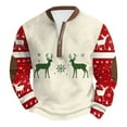 thumbnail image 1 of Telankuip Ugly Christmas Quarter Zip up Sweatshirts for Men Funny Reindeer Snowflake Graphic Print Hoodles Tops Long Sleeve Loose Pullovers Xmas Holiday Wear with Elbow Patches Green XL, 1 of 2