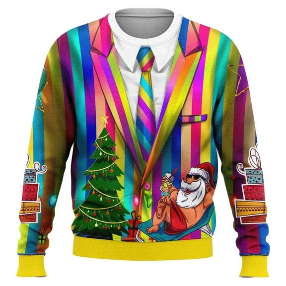 Telankuip Ugly Christmas Sweatshirts for Men Funny 3D Suit Printed Crew Neck Sweat Shirt Trendy Long Sleeve Outdoor Xmas Holiday Pullover Winter Tops 2025 Fashion Outfits Green3 S
