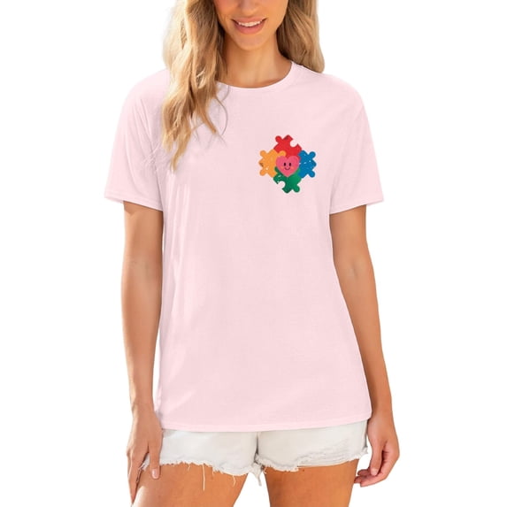 Telankuip Unisex Awareness Gift T Shirts for Men Womens Crew Neck Short Sleeve T-Shirt Loose Comfortable Breathable Summer Casual Graphic Tee Tops Streetwear Light Pink M