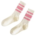 thumbnail image 1 of Telankuip Unisex Mid-Calf Socks Retro Striped Printed Novelty Socks Vintage Casual Crew Socks Sporty Calf Socks Comfort Breathable Tube Cotton Socks for Men Women Pink2 One Size, 1 of 2