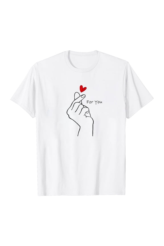 Valentine's Day Couple's Short-Sleeve T-Shirts Fashion Love Heart Graphic Printed Crewneck Tops Interactive Matching for Couples Date Night Anniversary Celebration 4-White XXL