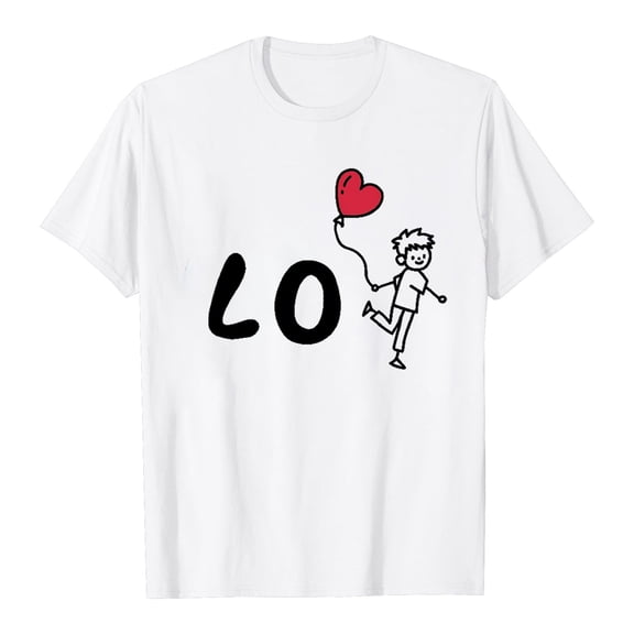 Telankuip Valentine's Day Couple's Short-Sleeve T-Shirts Fashion Love Heart Graphic Printed Crewneck Tops Interactive Matching for Couples Date Night Anniversary Celebration 7-White M