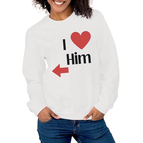 Telankuip Valentine's Day Sweatshirts for Couple Trendy Love Heart Graphic Print Crewneck Pullovers Soft Long Sleeve Drop Shoulder Loose Comfy Warm Winter Hoodless Tops 2026(W) 3-White S