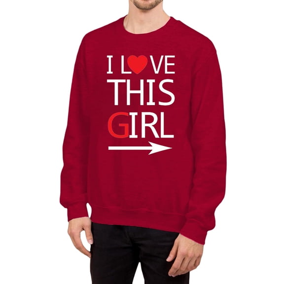 Telankuip Valentine's Day Sweatshirts for Couple Trendy Love Heart Graphic Print Crewneck Pullovers Soft Long Sleeve Drop Shoulder Loose Comfy Warm Winter Hoodless Tops 2026(M) 8-Red XXXL