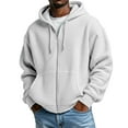thumbnail image 1 of Telankuip Waffle Zip up Hoodies for Mens Soft Cozy Solid Color Hooded Sweatshirts Loose Long Sleeve Drop Shoulder Oversized Outwear Jackets with Pockets White XL, 1 of 4