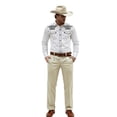 thumbnail image 1 of Telankuip Western Cowboy Print Shirts for Men Long Sleeve Lapel Retro Embroidered Country Top Soft Comfortable Slim Fit Button down Shirt Casual Work 1-White M, 1 of 5