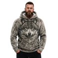 thumbnail image 1 of Telankuip Wolf Graphic Hoodies for Men Winter Flannel Warm Cozy Long Sleeve Drawstring Hooded Sweatshirts Retro Wild Animals Printed Fleece Soft Casual Pullover Tops with Pocket A-Grey XXXXL, 1 of 8