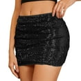 thumbnail image 1 of Telankuip Women's Black Mini Skirts Sequin High Waist Stretch Bodycon Sparkly Short Skirt for Carnival Party Outfits Comfy Stylish Holiday Clothes 2025 Black XL, 1 of 5