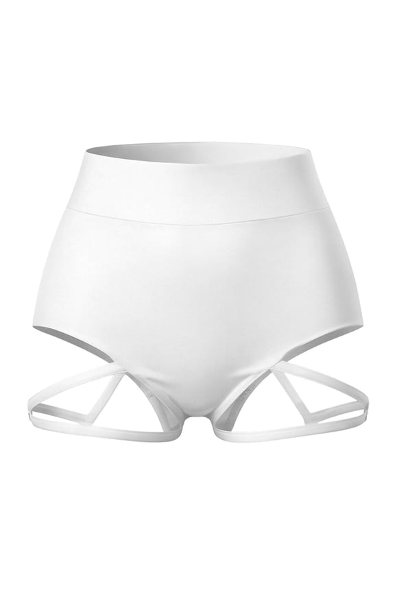 Women's Booty Shorts with Garters High Waisted Workout Pole Dance Yoga Hot Pants Stretchy Lifting Sports Leisure Pure Color Summer Casual Shorts White XL