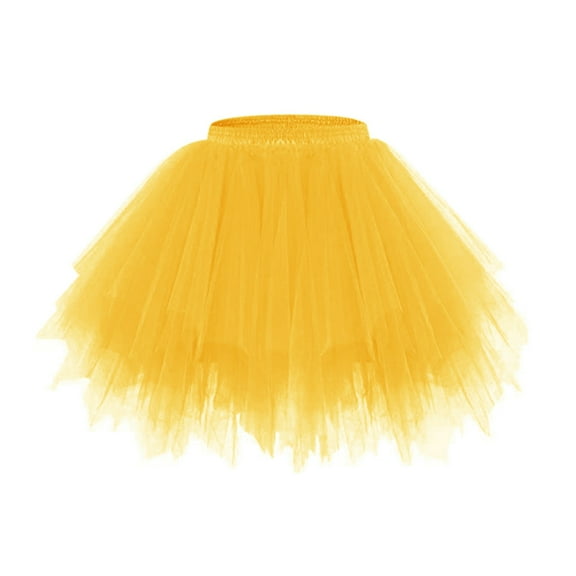 Telankuip Women's Candy Colors Tutu Skirts 2025 50s Vintage Layered Ballet Bubble Dance Skirt for Cosplay Party Lightweight Comfy Asymmetrical Hem Mini Short Dress Yellow One Size