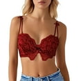 thumbnail image 1 of Telankuip Women's Fashion Lace Bras Comfortable Everyday T Shirt Bralettes Full Coverage Support Seamless Soft Cup Wireless Bras for Casual Wear Red 34, 1 of 5