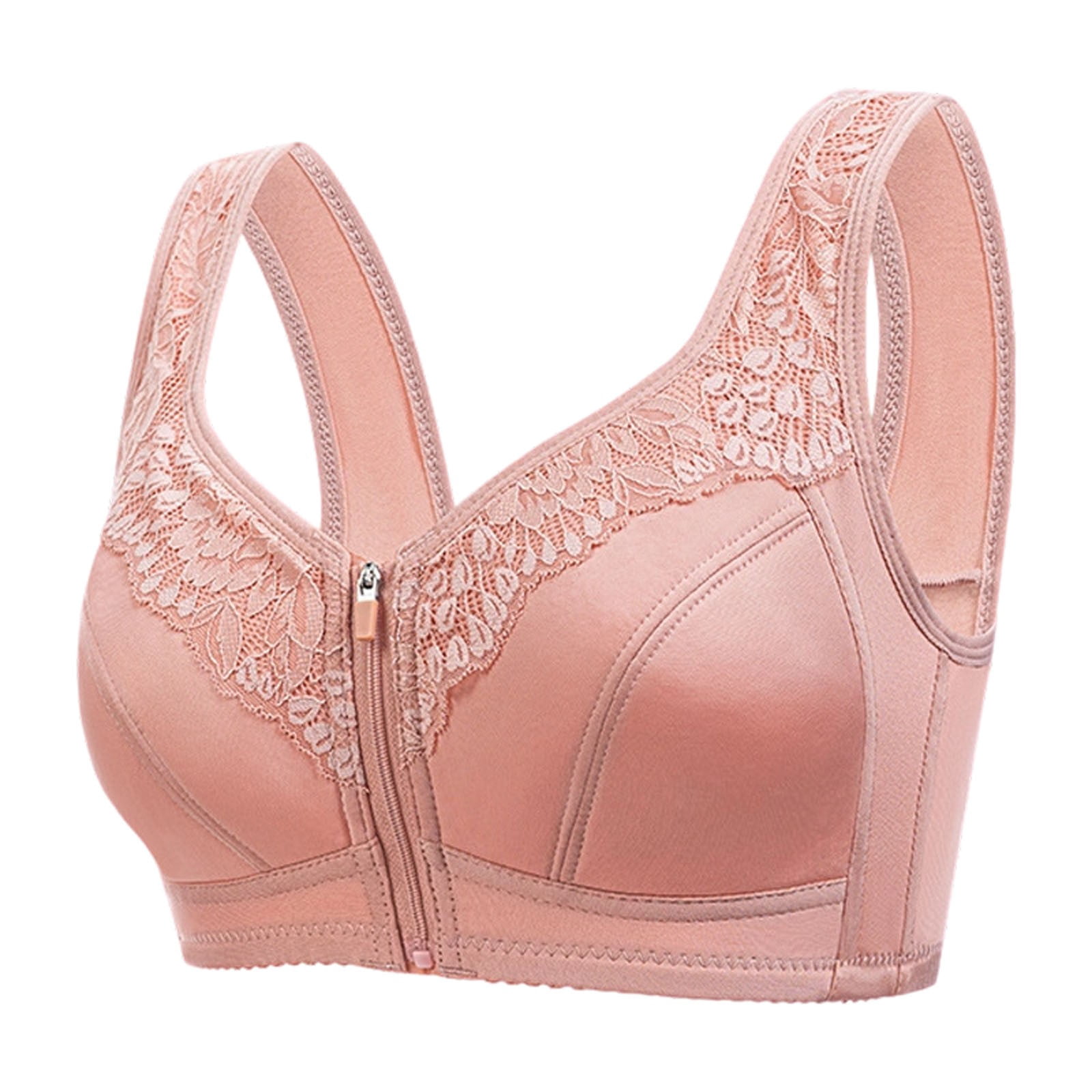 Telankuip Women's Front Zipper Sports Bras No Underwire Comfortable ...