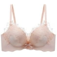 thumbnail image 1 of Telankuip Women's Lace Push up Bras Elegant Hand-Shaped Thick Padded Extra Lift Full Coverage Bralettes Deep V Smooth Seamless Soft Comfortable Bra for Everyday Wear Pink 38, 1 of 2
