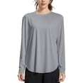 thumbnail image 1 of Telankuip Women's Long Sleeve Sun T Shirts Upf 50+ UV Protection Rash Guard Pullover Tops Quick Dry Lightweight Soft Comfortable Loose Fit Pure Hiking Workout Tee Shirts Grey L, 1 of 5