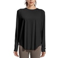 thumbnail image 1 of Telankuip Women's Long Sleeve Sun T Shirts Upf 50+ UV Protection Rash Guard Pullover Tops Quick Dry Lightweight Soft Comfortable Loose Fit Pure Hiking Workout Tee Shirts Black M, 1 of 5